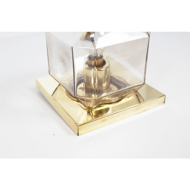 Vintage Glass and Brass Wall Lamps from Glashütte Limburg, 1970s, Set of 2 For Sale - Image 3 of 9