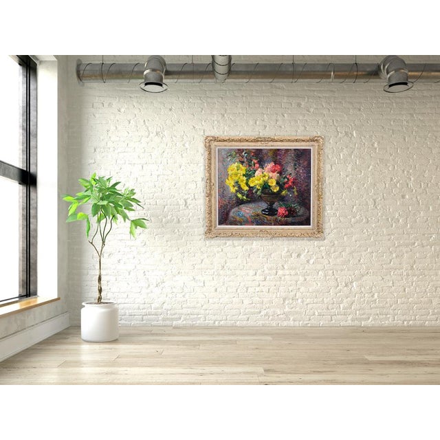 Jean Chaleye, Still Life of Carnations & Marigolds, Oil Painting, 1920s-1940s For Sale - Image 15 of 18