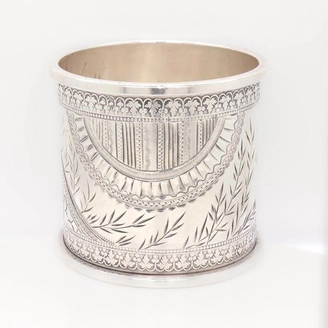 Antique Victorian Heavy Gauged Sterling Silver Napkin Ring Engraved 'Lizzie' For Sale In Philadelphia - Image 6 of 11