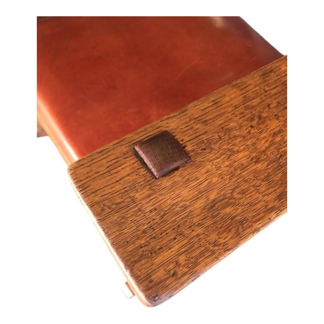 L & J. G. Stickley Oak Rocking Chair With Cognac Saddle Leather Covered Seat, Circa 1912 - 1920 For Sale In San Francisco - Image 6 of 12