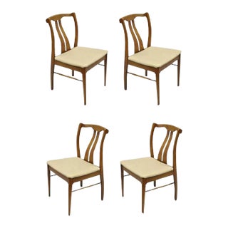 Mid 20th Century Vintage Mid Century Modern Curved Sculpted Walnut Dining Side Chairs - Set of 4 For Sale