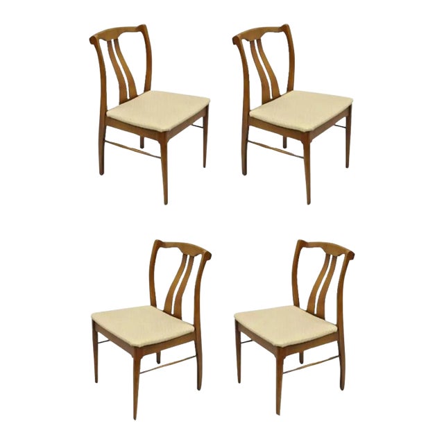 Mid 20th Century Vintage Mid Century Modern Curved Sculpted Walnut Dining Side Chairs - Set of 4 For Sale
