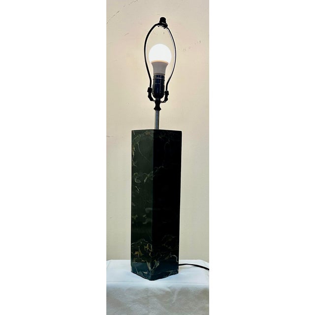 Vintage Black Solid Marble Table Lamp, Attributed to Robert Sonneman For Sale - Image 11 of 12