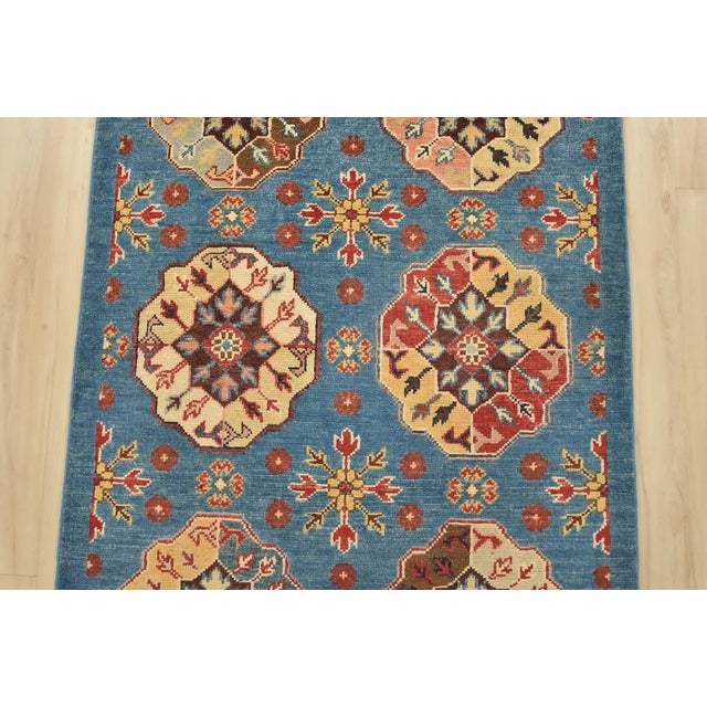 2020s Kazak Runner 2’8” X 9’4” Blue Wool Tribal Hand-Knotted Oriental Rug For Sale - Image 5 of 13