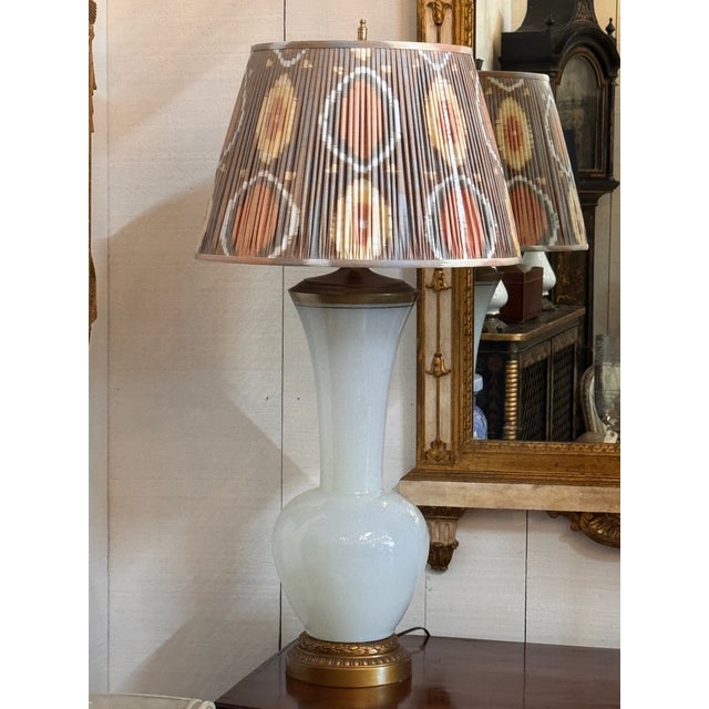 1950s Pair of Opaline Glass Lamps For Sale - Image 4 of 9