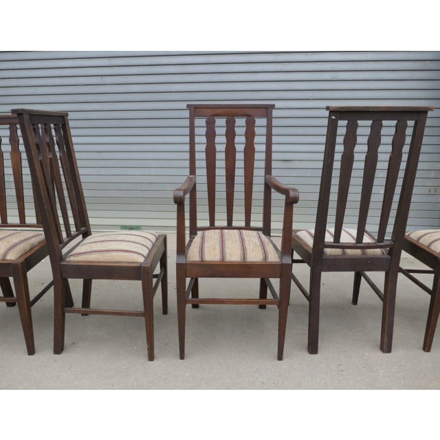 Wood Arts and Crafts Oak Dining Chairs, 1890s, Set of 6 For Sale - Image 7 of 7