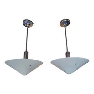 Pair of Vintage Mid Century Modern Pendants Patented