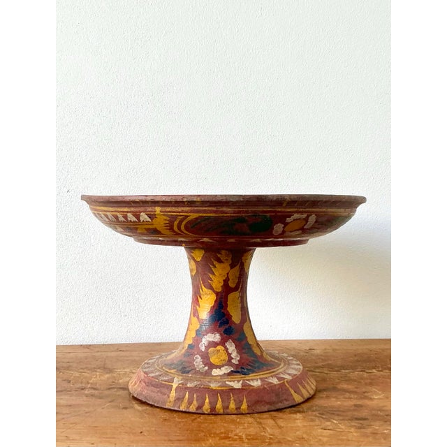 Vintage Boho Bali Dulang Painted Wooden Offering Tray For Sale - Image 12 of 12