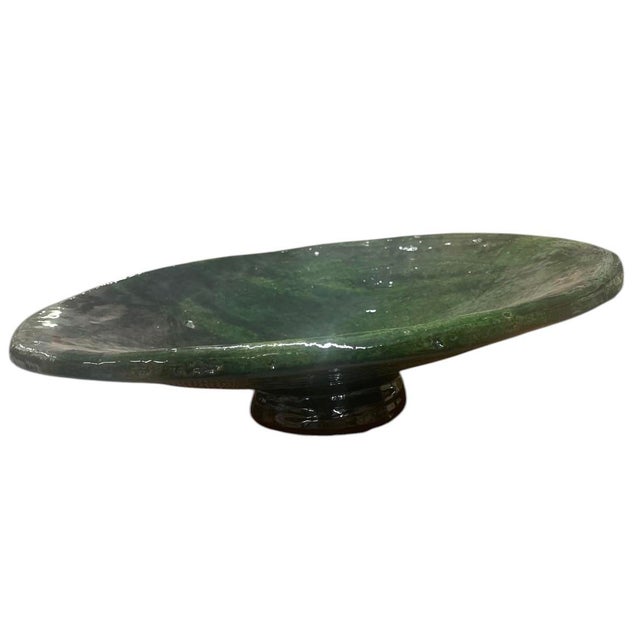Moroccan Vintage Moroccan Hand-Glazed Emerald Tamegroute-Style Bowl For Sale - Image 3 of 10
