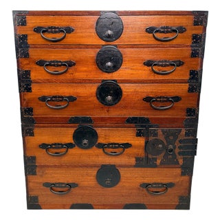Antique Japanese Meiji 2-Body Kasane Isho-Dansu Clothing Chest, 1890s For Sale