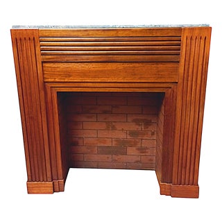 Art Deco Mahogany Fireplace, 1930s For Sale