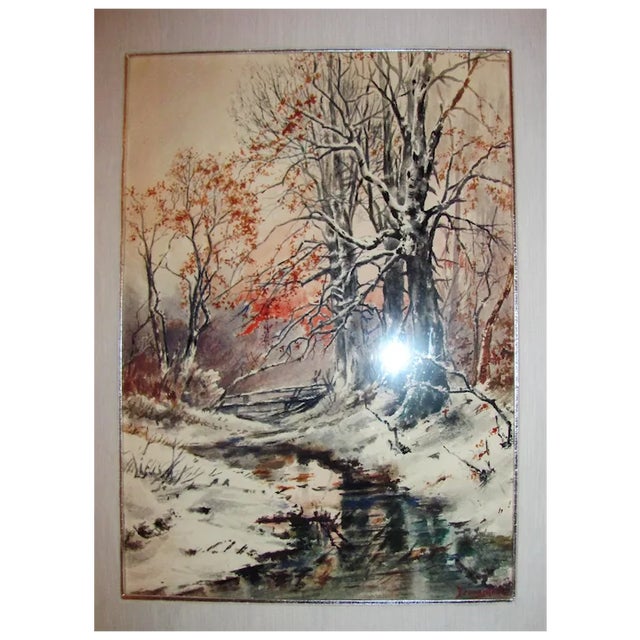Original Watercolor Painting Warren Baumgartner 1894-1963 American For Sale - Image 10 of 11