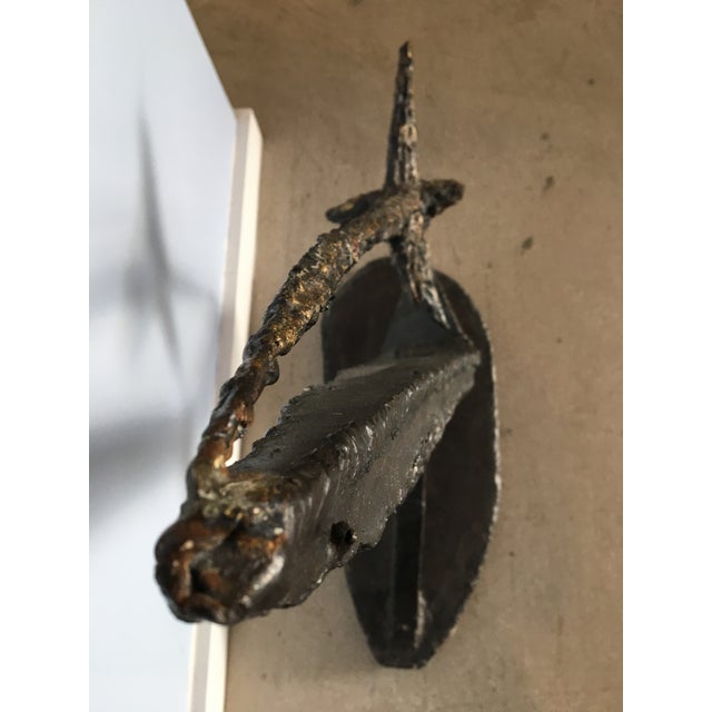 Metal 1969 Vintage M. Feller Brutalist Iron Signed Sculpture For Sale - Image 7 of 12
