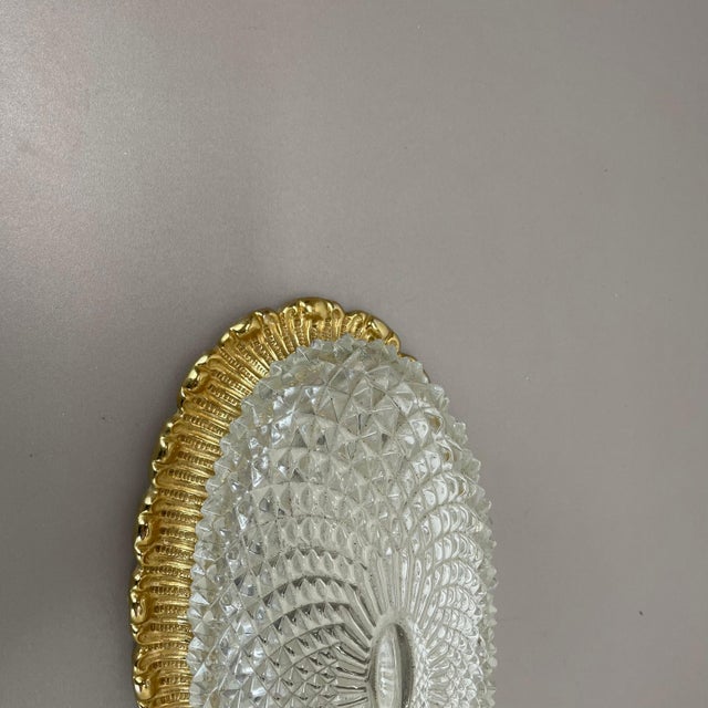 Gold Tone Glass Wall Light attributed to Glashütte Limburg, 1970s For Sale - Image 3 of 17