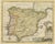 Antique Map of Iberian Peninsula of Spain and Portugal, 1755 For Sale