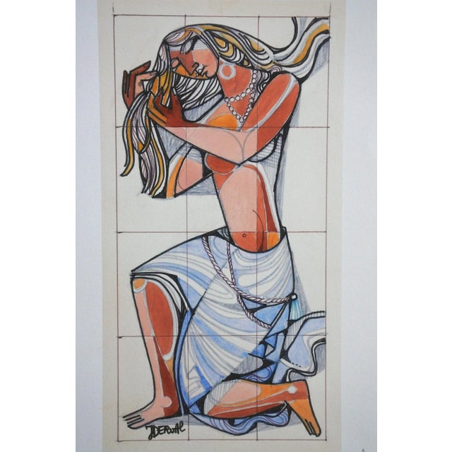 This lithograph print by French ceramist Jean Derval is numbered in pencil 11/17 and signed by Jean Derval's wife with an...