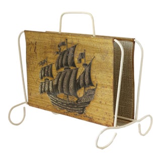 Midcentury Clipper Ship Magazine Holder For Sale