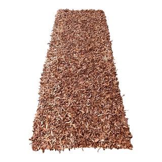 2010s Shiv Shakti Wovel Leather Accent Runner 48" X 10'9" For Sale