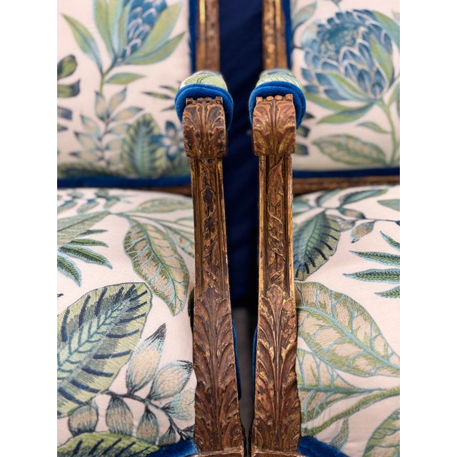 Pair of Antique French Louis XVI Gilt Large Arm Chairs Bergeres For Sale - Image 4 of 8