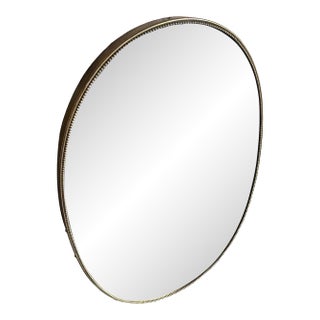 1960s Giò Ponti Style Mid-Century Modern Brass Italian Oval Wall Mirror For Sale