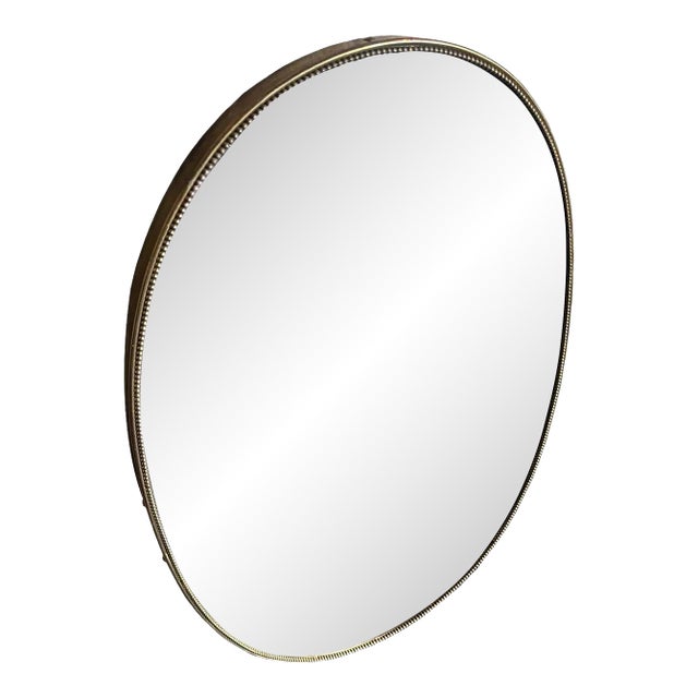 1960s Giò Ponti Style Mid-Century Modern Brass Italian Oval Wall Mirror For Sale