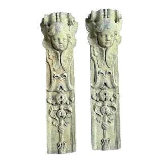 Solid Concrete Angel Corbels Set For Sale