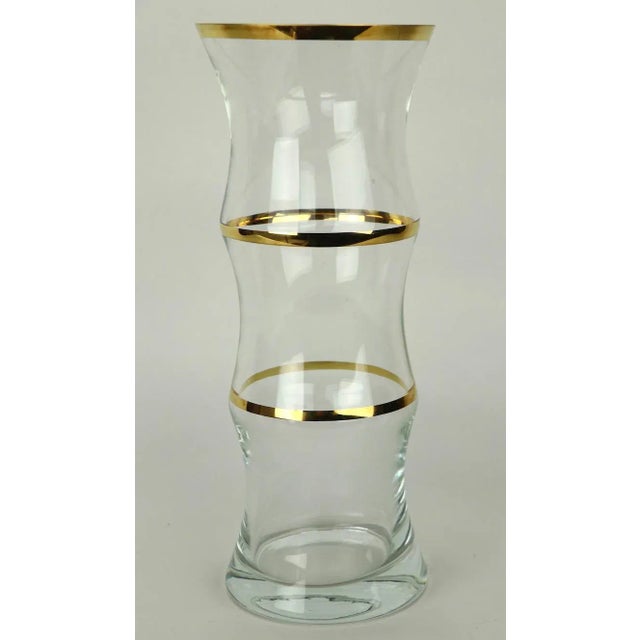 1960s Chic Faux Bamboo Glass Vase With Gold Trim Chairish