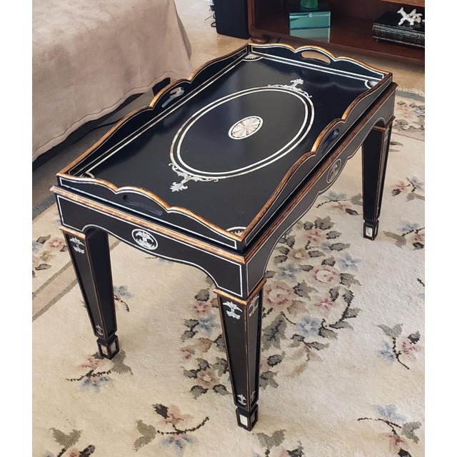 Ej Victor Tray Table - Hardwood Solids With Mother of Pearl Inlay and Gold Accents W/Original Documentation For Sale - Image 13 of 18