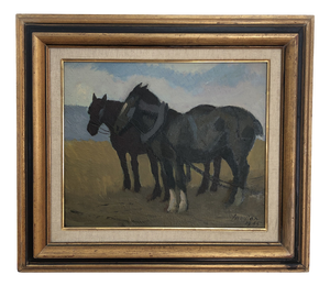Henry Meylan, Chevaux de trait, 1945, Oil on Canvas, Framed