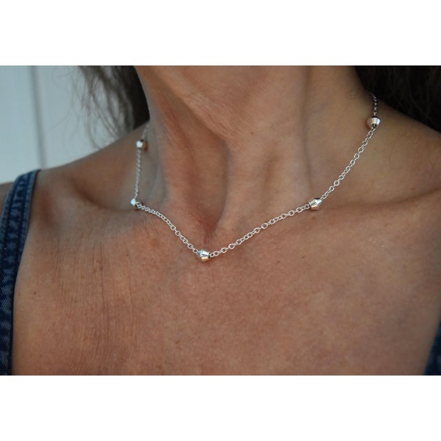 Late 20th Century Tiffany & Co. Sterling Silver 'Barrel Bead' Station Necklace 16" Retired For Sale - Image 11 of 11