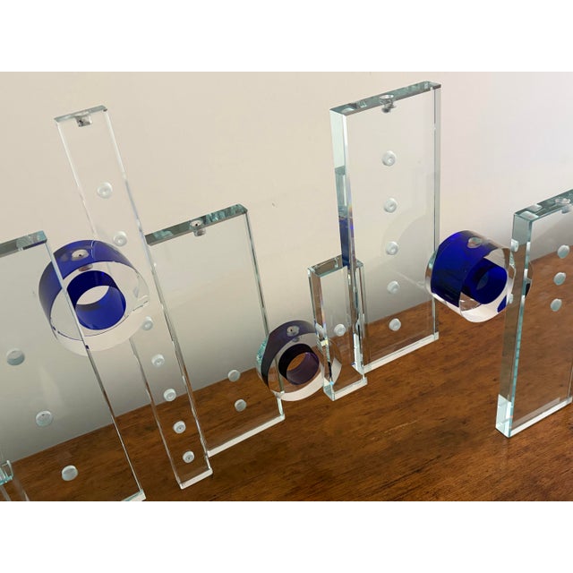 Fay Miller Unique Glass Menorah Sculpture For Sale - Image 4 of 7