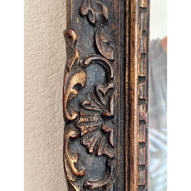 1990s Beveled Ornate Carved Wood Wall Mirror For Sale - Image 10 of 11