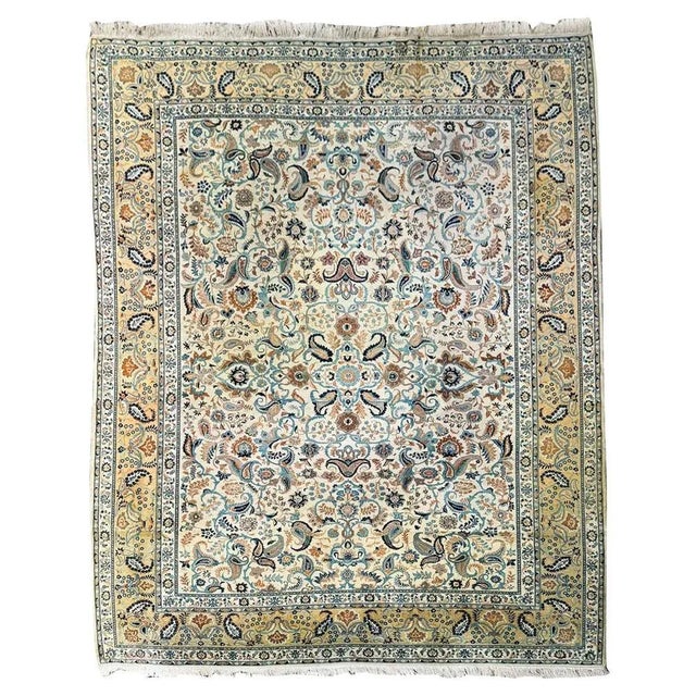 Blue Large Antique Wool Tabriz Rug For Sale - Image 8 of 8