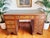 Wood Antique Twin Pedestal Desk in Yew Wood with Leather Top, 1980s For Sale - Image 7 of 18