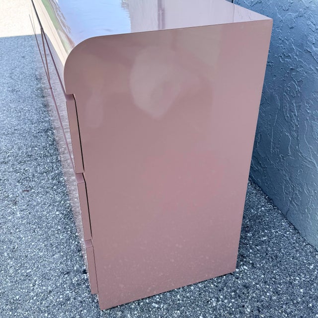 Postmodern Pink Gloss Laminate Waterfall Dresser For Sale - Image 9 of 9