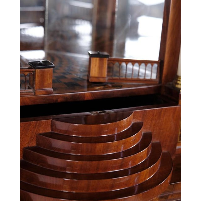 Green Antique Empire Secretary Desk in Hand-Polished Mahogany with Marquetry, 1840s For Sale - Image 8 of 12