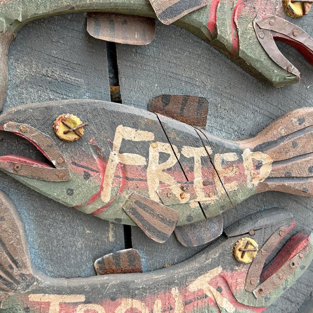 Mid 20th Century American Folk Art 'Pan Fried Trout' Hanging Sign For Sale - Image 5 of 11