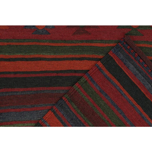 Rug & Kilim 1950s Vintage Persian Kilim in Burgundy With Polychromatic Stripes by Rug & Kilim-5'2''x5' For Sale - Image 4 of 4