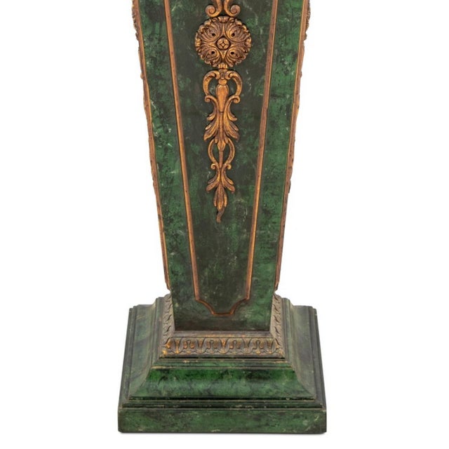 Paint French Faux Green Marble and Gold Painted Pedestal For Sale - Image 7 of 8