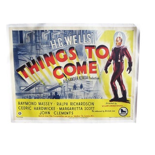 "Things to Come" British Sci-Fi Movie Poster 1948 Linen Mounted For Sale