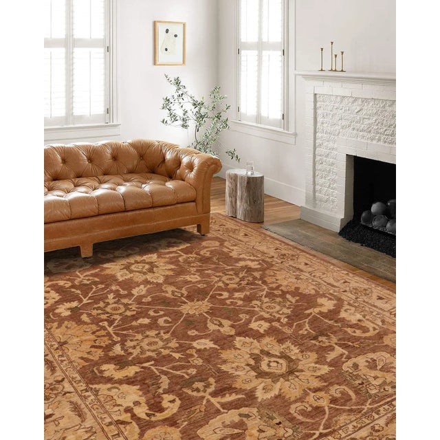 Art Nouveau 1980s Boho Chic Rustic Kafkaz Lt. Brown/Tan Wool Rug -8'5 X 11'5 For Sale - Image 3 of 10