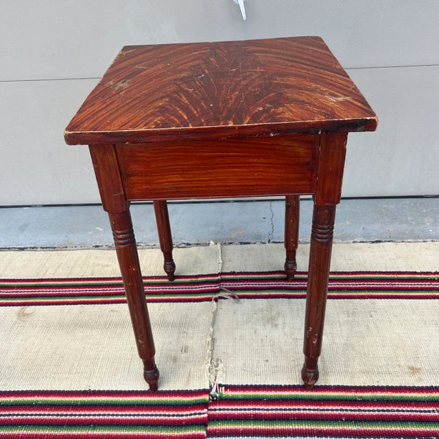 Red Antique Faux Mahogany Paint Decorated Pennsylvania Sheraton Side Table, Attributed to John Rupp, Hanover, Pa, Circa 1860's For Sale - Image 8 of 12