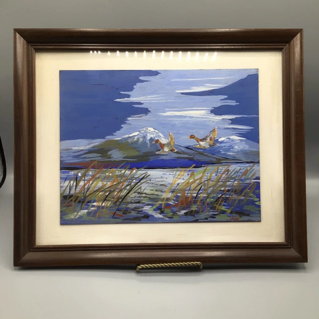 "Ducks in Flight" Signed Impressionist Framed Painting For Sale - Image 13 of 13