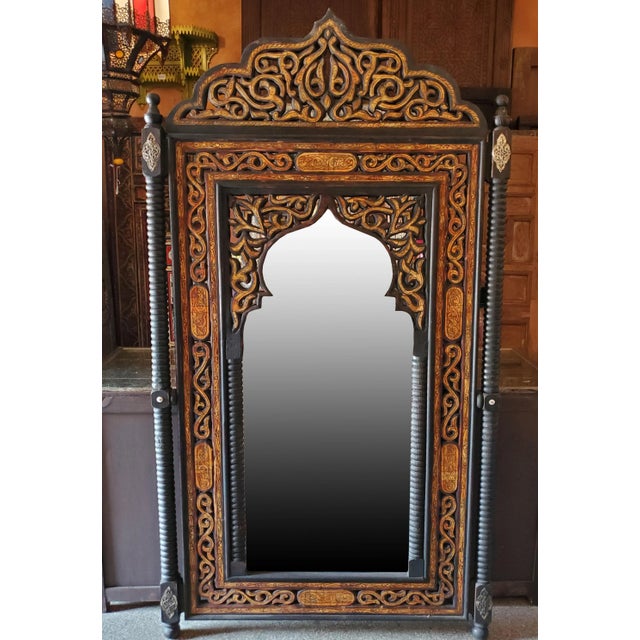 Coffee Moroccan Framed Mirror With Orange Dye Resin For Sale - Image 8 of 8