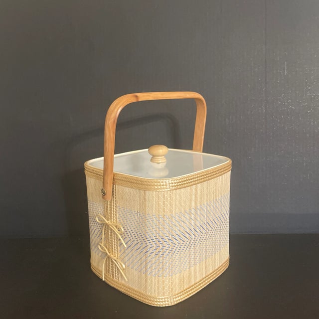 Mid 20th Century Raffia Covered Ice Bucket For Sale - Image 12 of 12