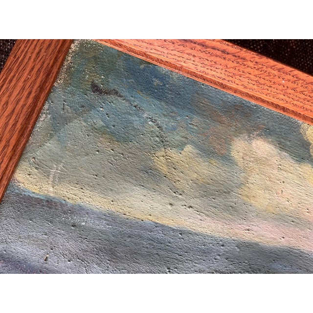 Wood Vintage Landscape Painting "Pastel Home" Framed Original Signed For Sale - Image 7 of 11