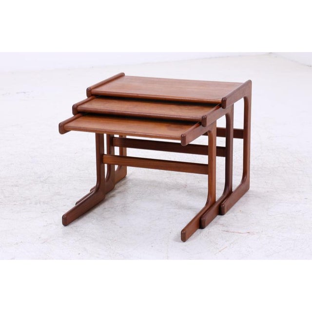 Mid-Century Danish Teak Nesting Tables, Set of 3 For Sale - Image 4 of 12