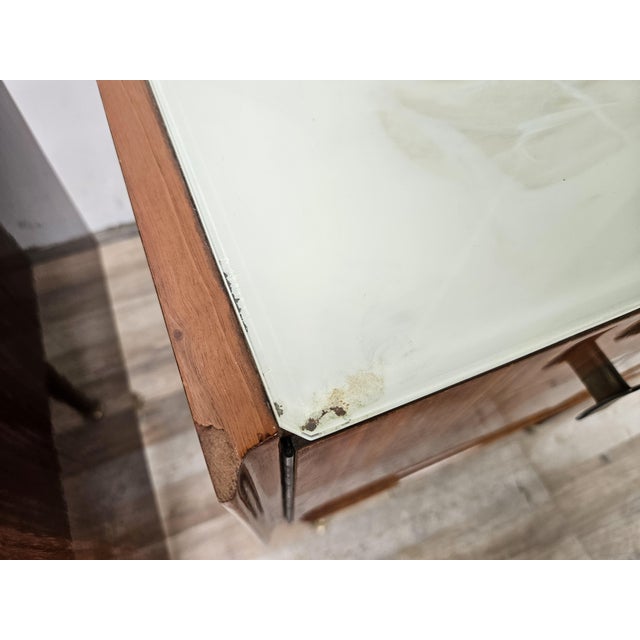 Vintage Walnut Clad Nightstands with Glass Tops, 1960s, Set of 2 For Sale - Image 10 of 18