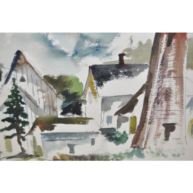 Paper Mendocino Village, Ca Watercolor by Gerald Gleeson C.1970 For Sale - Image 7 of 9