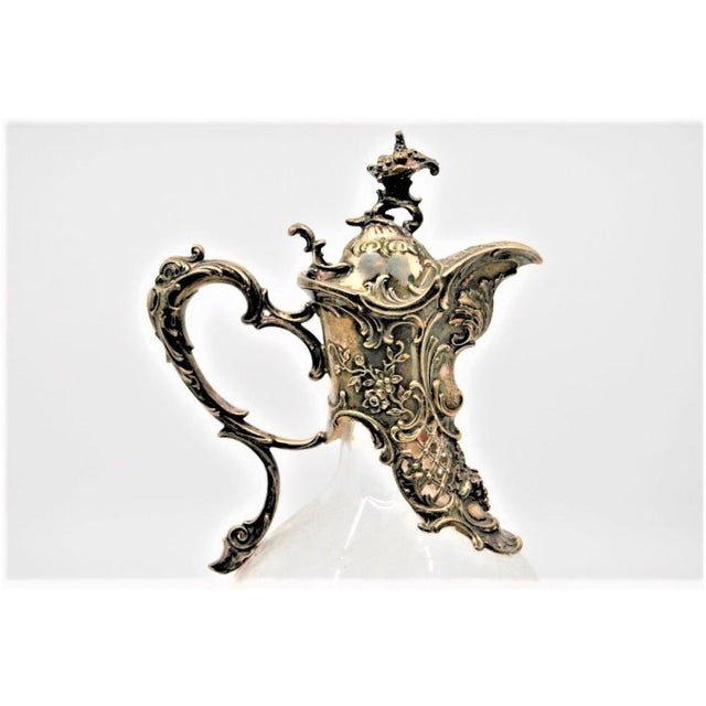 Glass Wine Jug with Embossed Silver Applications For Sale - Image 5 of 8